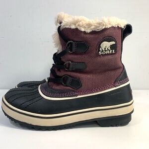 Sorel Caribou Buff Waterproof Shearling Snow Boots Shoes Burgundy Women's Size 7